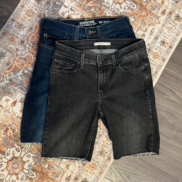Levi’s Bermuda Shorts Bundle - 2 Pairs Cut-Off Denim Jeans, Size 26 - Picture 1 of 3